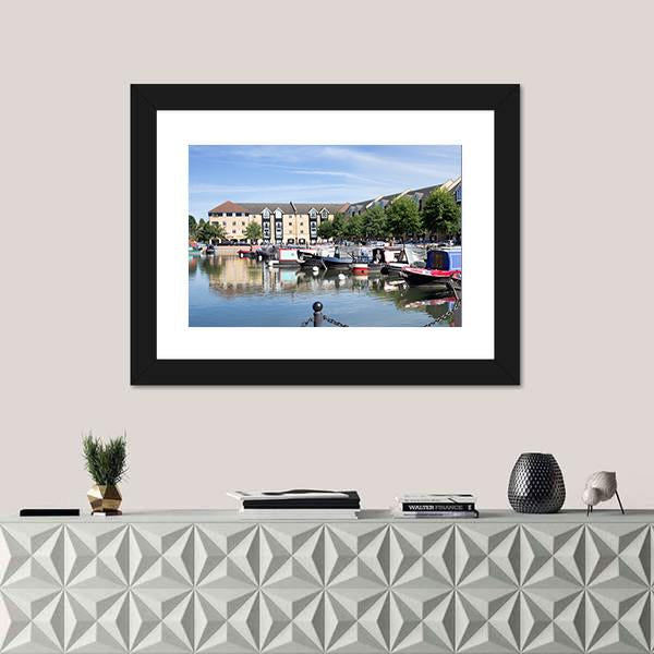View Of Apsley Marina Canvas Wall Art-1 Piece-Framed Print-20" x 16"-Tiaracle