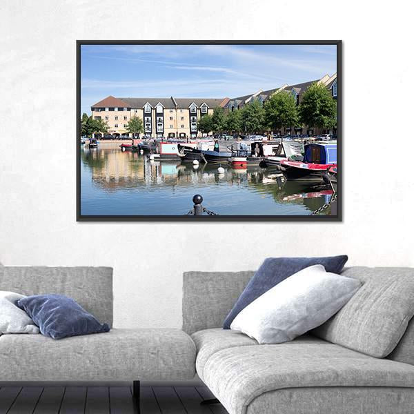 View Of Apsley Marina Canvas Wall Art-3 Horizontal-Gallery Wrap-25" x 16"-Tiaracle