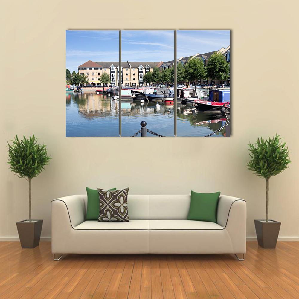 View Of Apsley Marina Canvas Wall Art-3 Horizontal-Gallery Wrap-37" x 24"-Tiaracle
