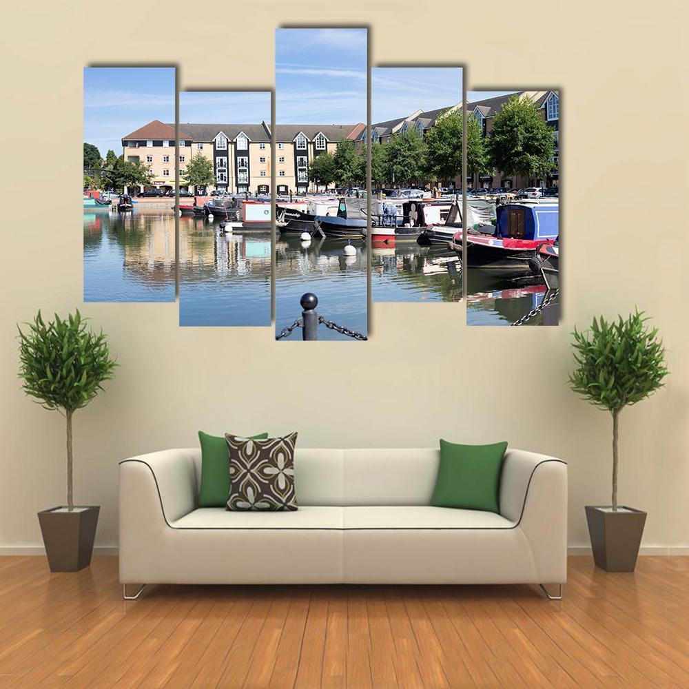 View Of Apsley Marina Canvas Wall Art-5 Pop-Gallery Wrap-47" x 32"-Tiaracle