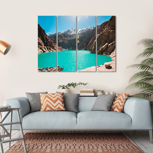 View Of Attabad Lake in Northern Pakistan Canvas Wall Art-4 Horizontal-Gallery Wrap-34" x 24"-Tiaracle