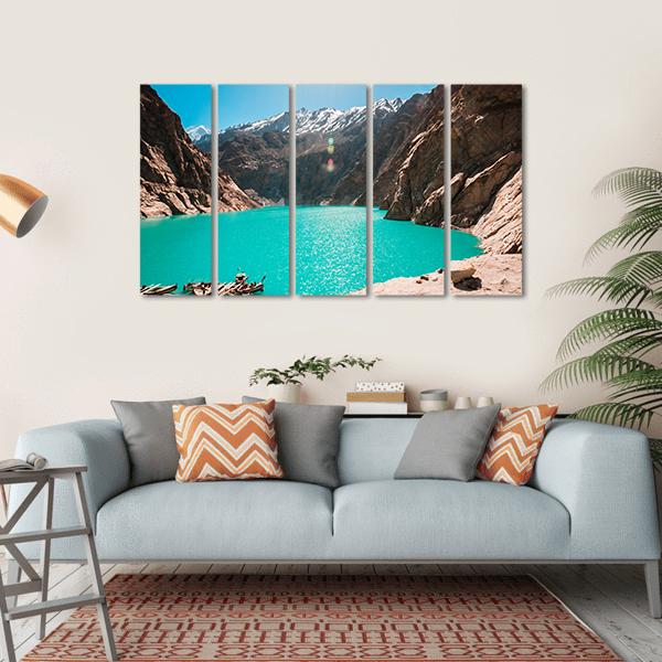 View Of Attabad Lake in Northern Pakistan Canvas Wall Art-5 Horizontal-Gallery Wrap-22" x 12"-Tiaracle