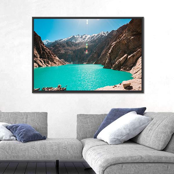 View Of Attabad Lake in Northern Pakistan Canvas Wall Art-5 Horizontal-Gallery Wrap-22" x 12"-Tiaracle