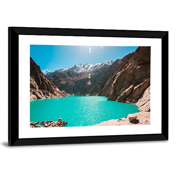 View Of Attabad Lake in Northern Pakistan Canvas Wall Art-5 Horizontal-Gallery Wrap-22" x 12"-Tiaracle