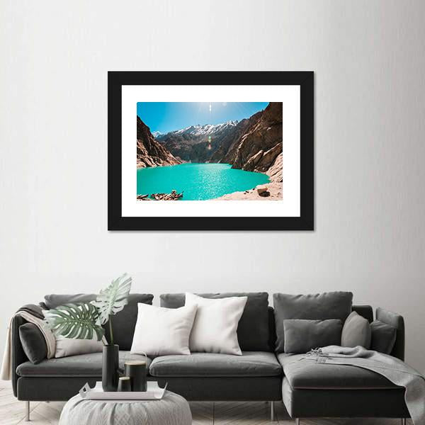View Of Attabad Lake in Northern Pakistan Canvas Wall Art-5 Horizontal-Gallery Wrap-22" x 12"-Tiaracle