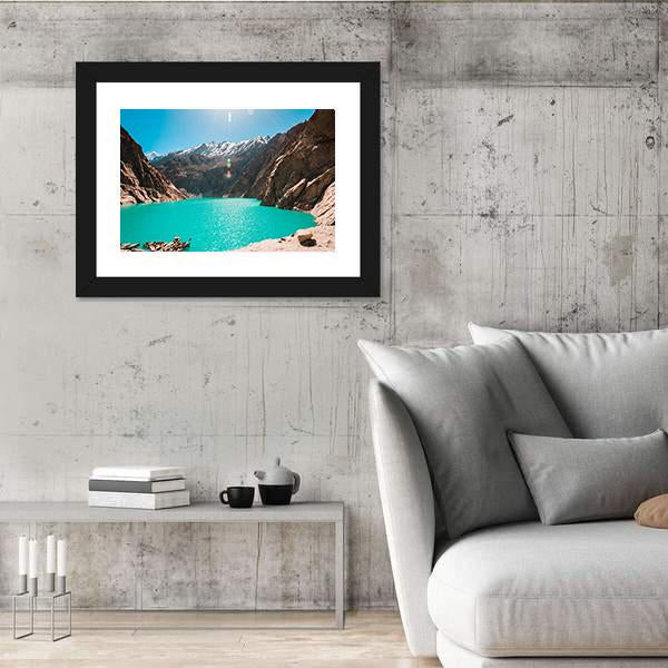 View Of Attabad Lake in Northern Pakistan Canvas Wall Art-5 Horizontal-Gallery Wrap-22" x 12"-Tiaracle