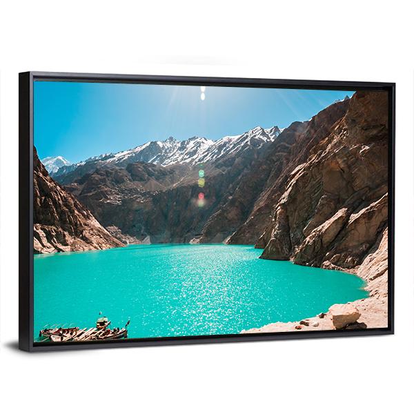 View Of Attabad Lake in Northern Pakistan Canvas Wall Art-5 Horizontal-Gallery Wrap-22" x 12"-Tiaracle