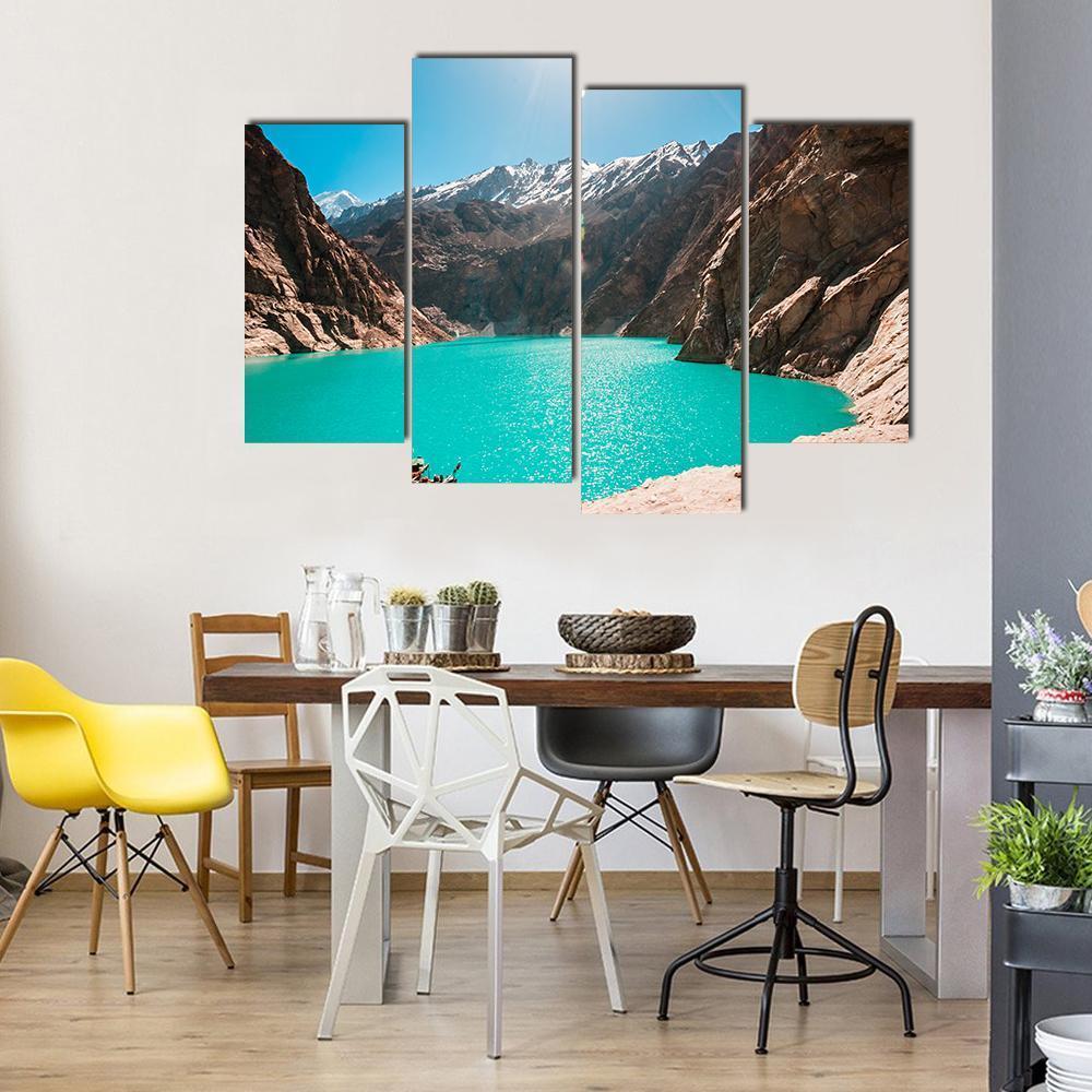 View Of Attabad Lake in Northern Pakistan Canvas Wall Art-3 Horizontal-Gallery Wrap-37" x 24"-Tiaracle