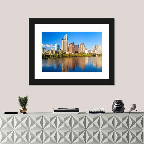 View Of Austin Texas Downtown Skyline Canvas Wall Art-1 Piece-Framed Print-20" x 16"-Tiaracle