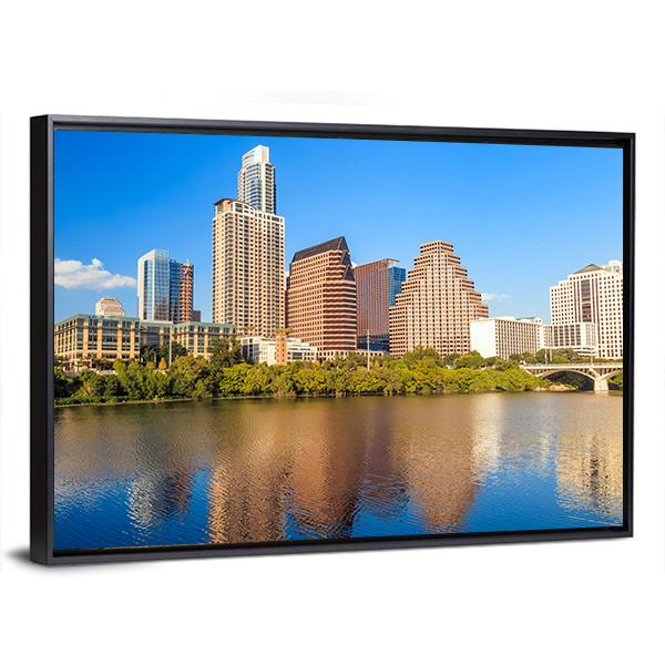 View Of Austin Texas Downtown Skyline Canvas Wall Art-3 Horizontal-Gallery Wrap-25" x 16"-Tiaracle