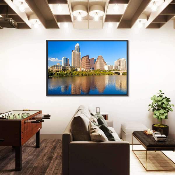 View Of Austin Texas Downtown Skyline Canvas Wall Art-3 Horizontal-Gallery Wrap-25" x 16"-Tiaracle