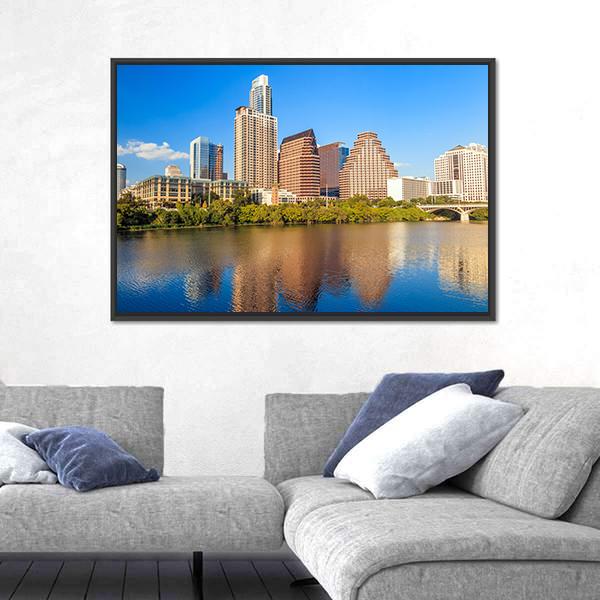 View Of Austin Texas Downtown Skyline Canvas Wall Art-3 Horizontal-Gallery Wrap-25" x 16"-Tiaracle