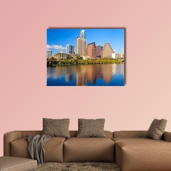 View Of Austin Texas Downtown Skyline Canvas Wall Art-1 Piece-Gallery Wrap-48" x 32"-Tiaracle