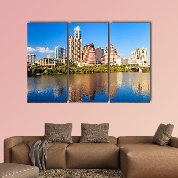 View Of Austin Texas Downtown Skyline Canvas Wall Art-3 Horizontal-Gallery Wrap-37" x 24"-Tiaracle