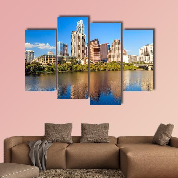 View Of Austin Texas Downtown Skyline Canvas Wall Art-4 Pop-Gallery Wrap-50" x 32"-Tiaracle