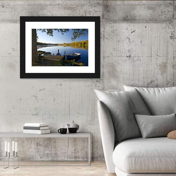 View Of Autumn Lake Canvas Wall Art-3 Horizontal-Gallery Wrap-25" x 16"-Tiaracle
