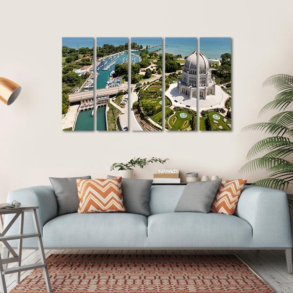 View Of Baha'i Temple And Wilmette Harbor Canvas Wall Art-5 Horizontal-Gallery Wrap-22" x 12"-Tiaracle