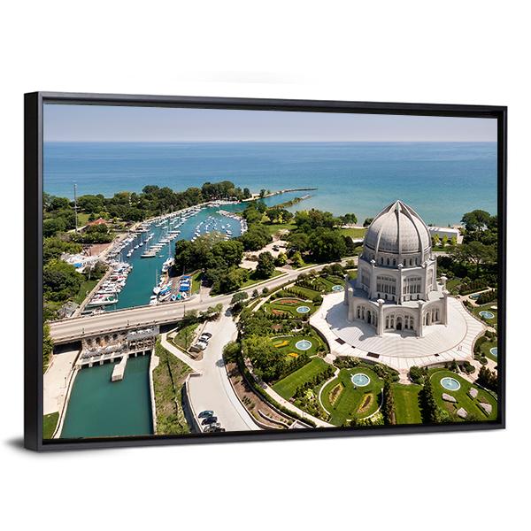 View Of Baha'i Temple And Wilmette Harbor Canvas Wall Art-3 Horizontal-Gallery Wrap-25" x 16"-Tiaracle