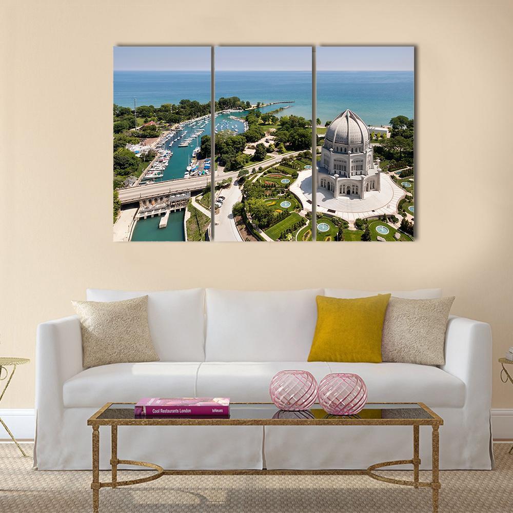 View Of Baha'i Temple And Wilmette Harbor Canvas Wall Art-3 Horizontal-Gallery Wrap-37" x 24"-Tiaracle