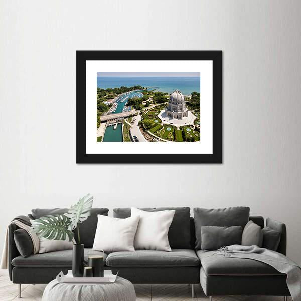 View Of Baha'i Temple Vertical Canvas Wall Art-3 Vertical-Gallery Wrap-12" x 25"-Tiaracle