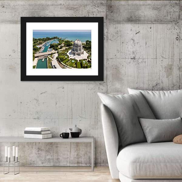 View Of Baha'i Temple Vertical Canvas Wall Art-3 Vertical-Gallery Wrap-12" x 25"-Tiaracle