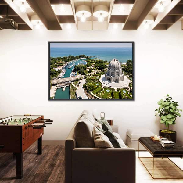 View Of Baha'i Temple Vertical Canvas Wall Art-3 Vertical-Gallery Wrap-12" x 25"-Tiaracle