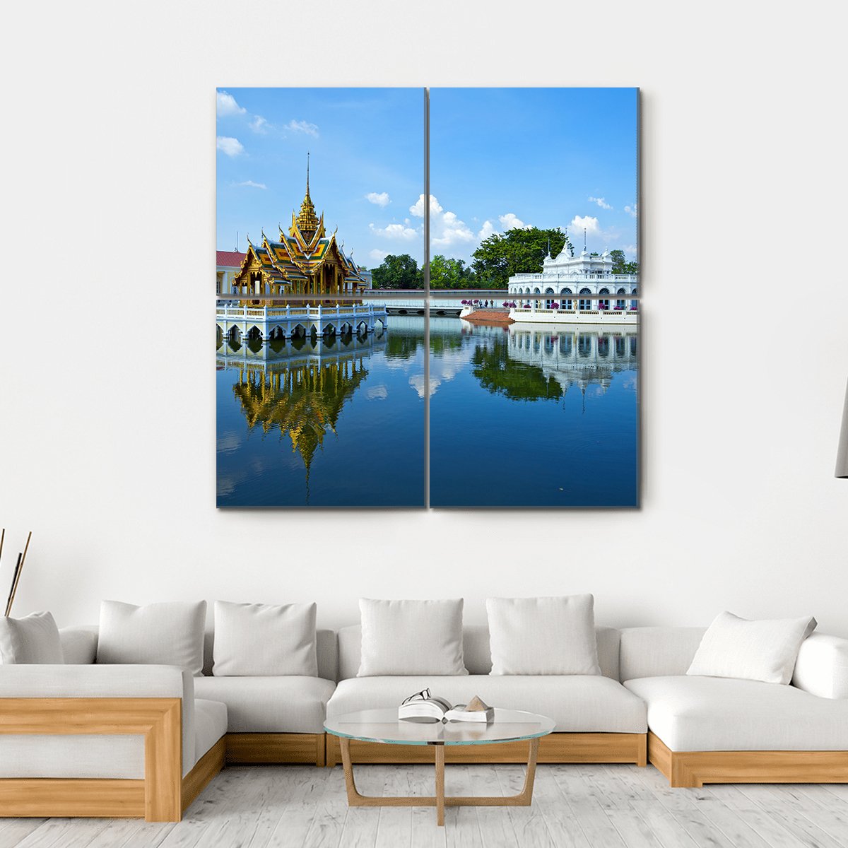 Bang Pa In Palace Thailand Canvas Wall Art-4 Square-Gallery Wrap-17" x 17"-Tiaracle