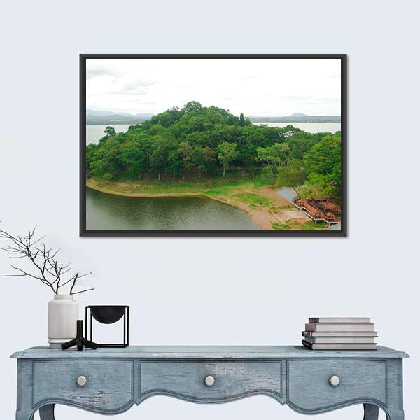 View Of Bang Phra Reservoir In Thailand Canvas Wall Art-1 Piece-Floating Frame-24" x 16"-Tiaracle