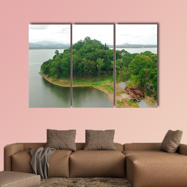 View Of Bang Phra Reservoir In Thailand Canvas Wall Art-3 Horizontal-Gallery Wrap-37" x 24"-Tiaracle