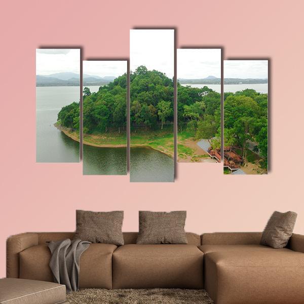 View Of Bang Phra Reservoir In Thailand Canvas Wall Art-5 Pop-Gallery Wrap-47" x 32"-Tiaracle