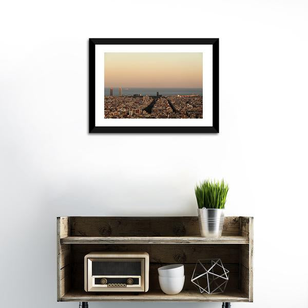 View Of Barcelona Canvas Wall Art-1 Piece-Framed Print-20" x 16"-Tiaracle