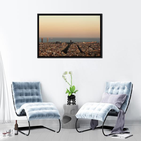 View Of Barcelona Canvas Wall Art-3 Horizontal-Gallery Wrap-25" x 16"-Tiaracle