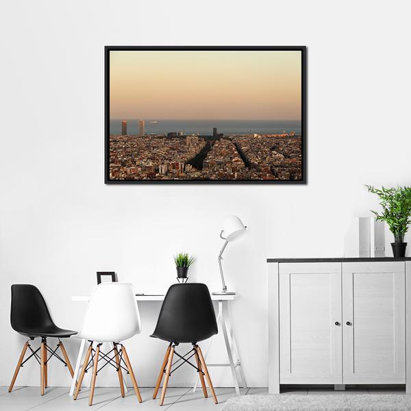 View Of Barcelona Canvas Wall Art-3 Horizontal-Gallery Wrap-25" x 16"-Tiaracle