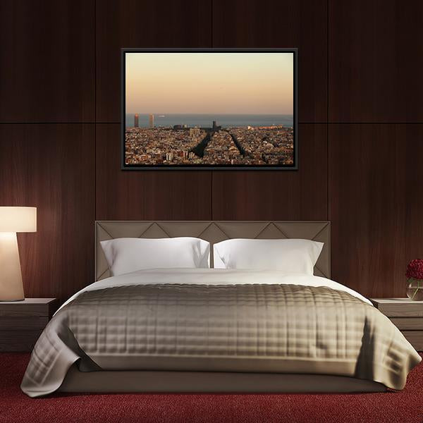 View Of Barcelona Canvas Wall Art-3 Horizontal-Gallery Wrap-25" x 16"-Tiaracle