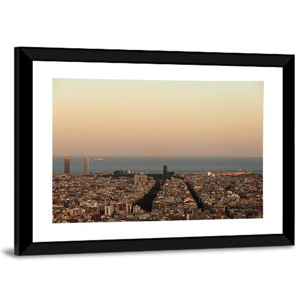 View Of Barcelona Canvas Wall Art-3 Horizontal-Gallery Wrap-25" x 16"-Tiaracle