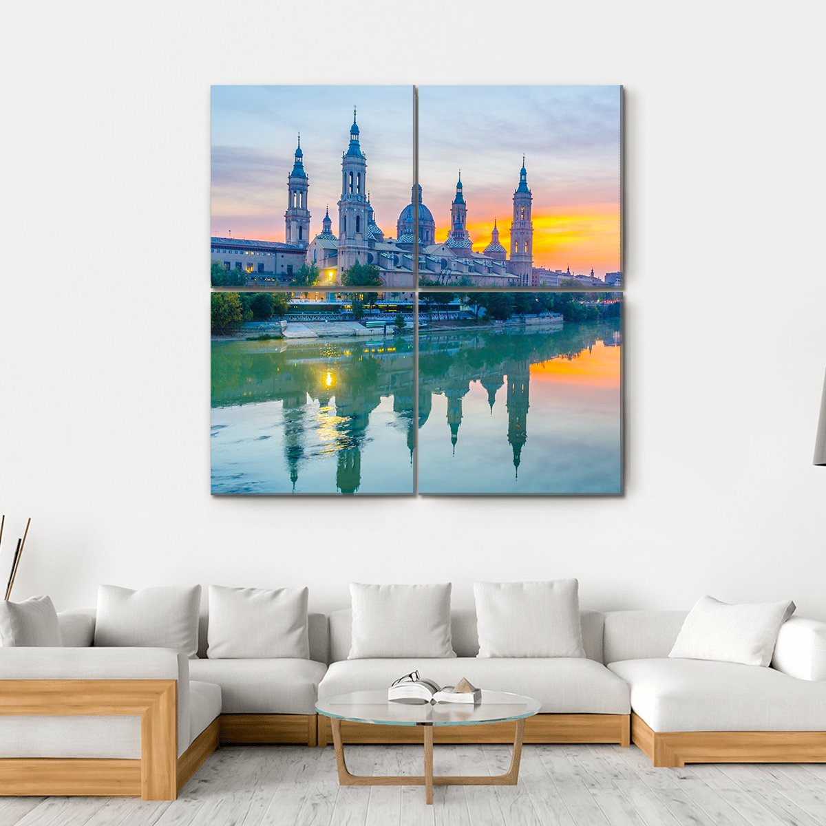 View Of Basilica De Nuestra Senora De Pila Canvas Wall Art-4 Square-Gallery Wrap-17" x 17"-Tiaracle
