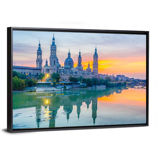 View Of Basilica De Nuestra Senora De Pila Canvas Wall Art-3 Horizontal-Gallery Wrap-25" x 16"-Tiaracle