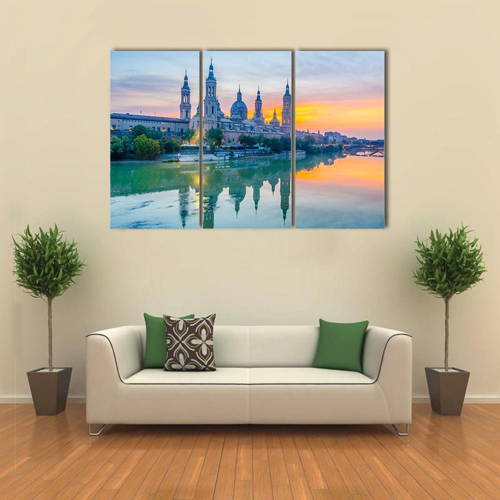 View Of Basilica De Nuestra Senora De Pila Canvas Wall Art-3 Horizontal-Gallery Wrap-37" x 24"-Tiaracle