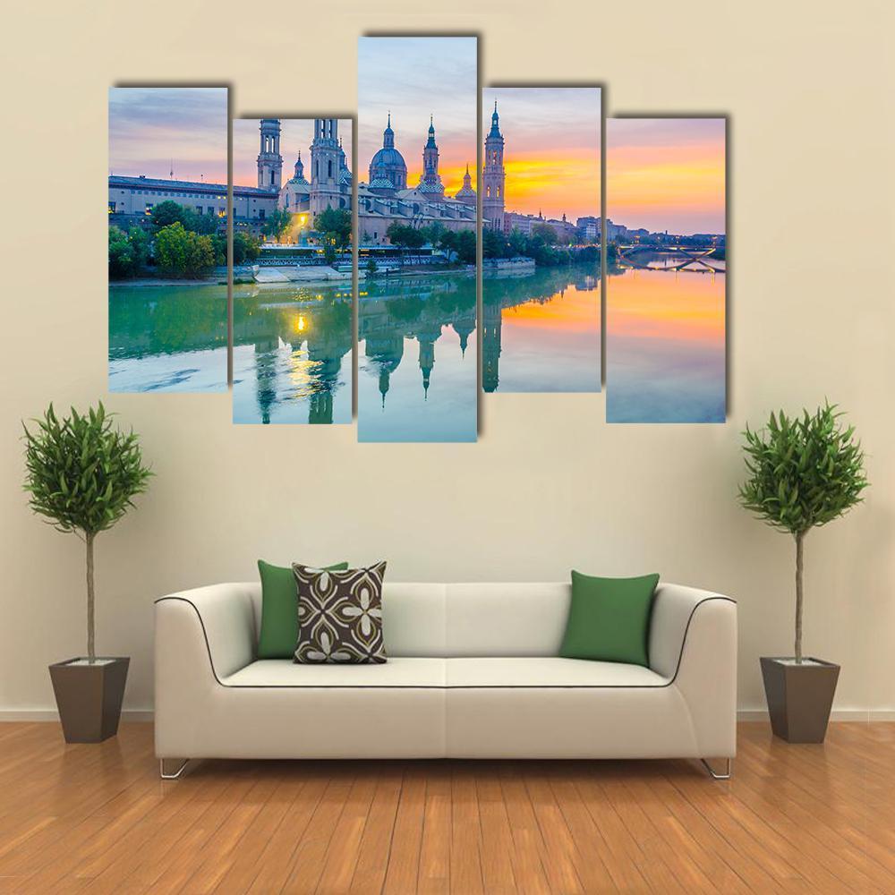 View Of Basilica De Nuestra Senora De Pila Canvas Wall Art-5 Pop-Gallery Wrap-47" x 32"-Tiaracle