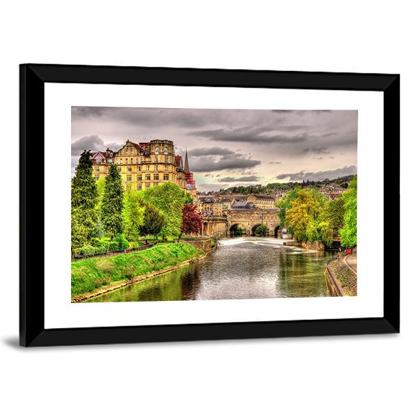 View Of Bath Town Over The River Avon Canvas Wall Art-3 Horizontal-Gallery Wrap-25" x 16"-Tiaracle