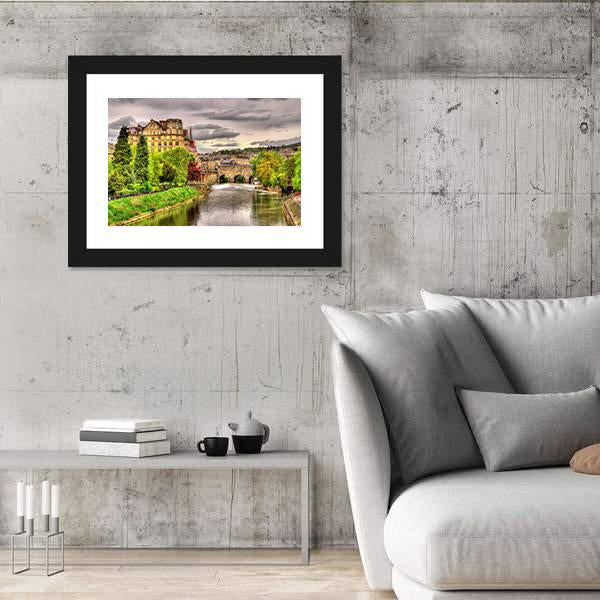 View Of Bath Town Over The River Avon Canvas Wall Art-3 Horizontal-Gallery Wrap-25" x 16"-Tiaracle