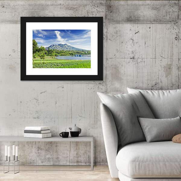 View Of Batur Volcano On Bali island Canvas Wall Art-3 Horizontal-Gallery Wrap-25" x 16"-Tiaracle