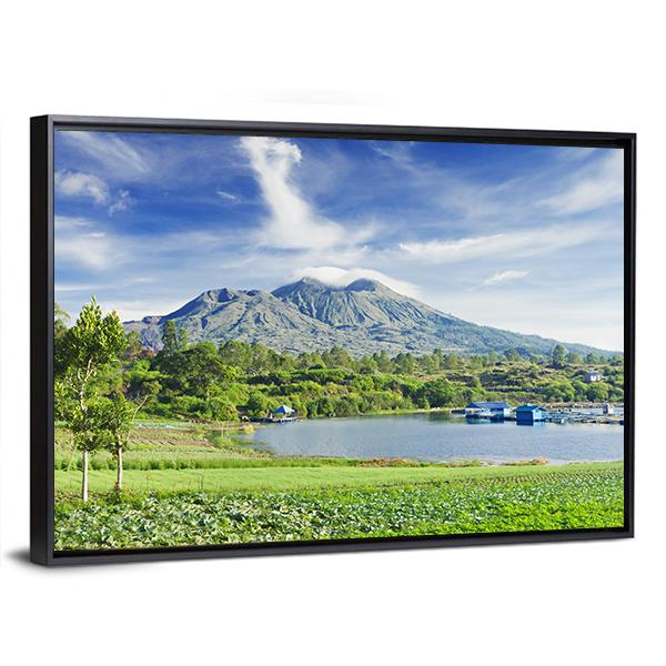 View Of Batur Volcano On Bali island Canvas Wall Art-3 Horizontal-Gallery Wrap-25" x 16"-Tiaracle