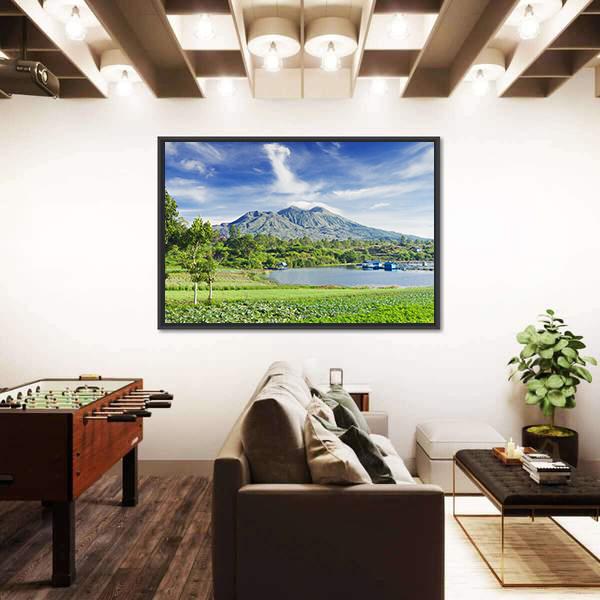 View Of Batur Volcano On Bali island Canvas Wall Art-3 Horizontal-Gallery Wrap-25" x 16"-Tiaracle
