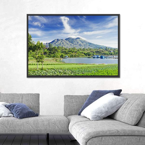 View Of Batur Volcano On Bali island Canvas Wall Art-3 Horizontal-Gallery Wrap-25" x 16"-Tiaracle