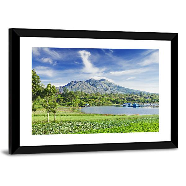 View Of Batur Volcano On Bali island Canvas Wall Art-3 Horizontal-Gallery Wrap-25" x 16"-Tiaracle