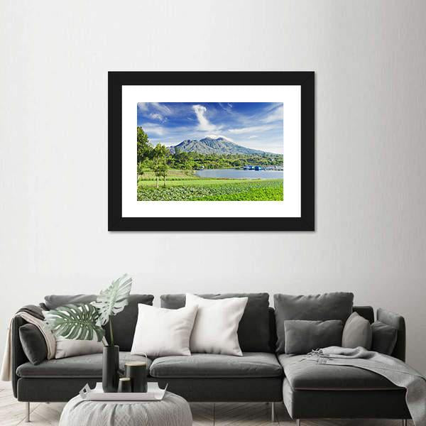View Of Batur Volcano On Bali island Canvas Wall Art-3 Horizontal-Gallery Wrap-25" x 16"-Tiaracle
