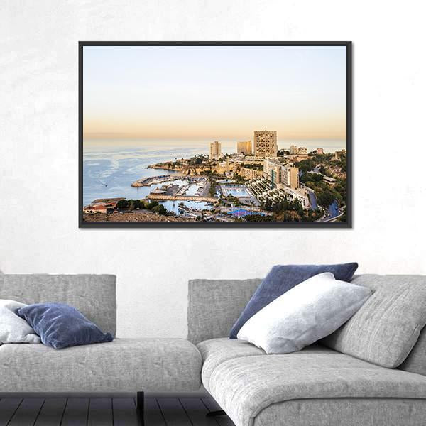 View Of Beirut Canvas Wall Art-3 Horizontal-Gallery Wrap-25" x 16"-Tiaracle