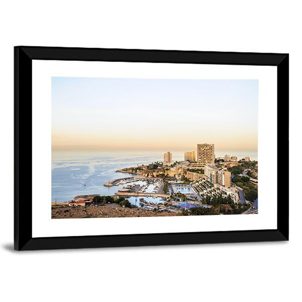 View Of Beirut Canvas Wall Art-3 Horizontal-Gallery Wrap-25" x 16"-Tiaracle