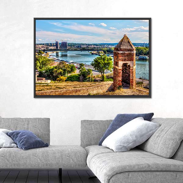 View Of Belgrade And River Sava Vertical Canvas Wall Art-3 Vertical-Gallery Wrap-12" x 25"-Tiaracle